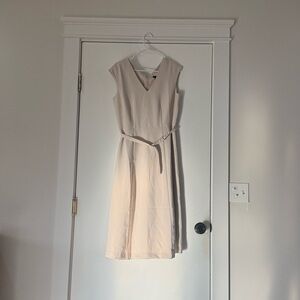Ann Taylor Cream Midi Dress with Belt